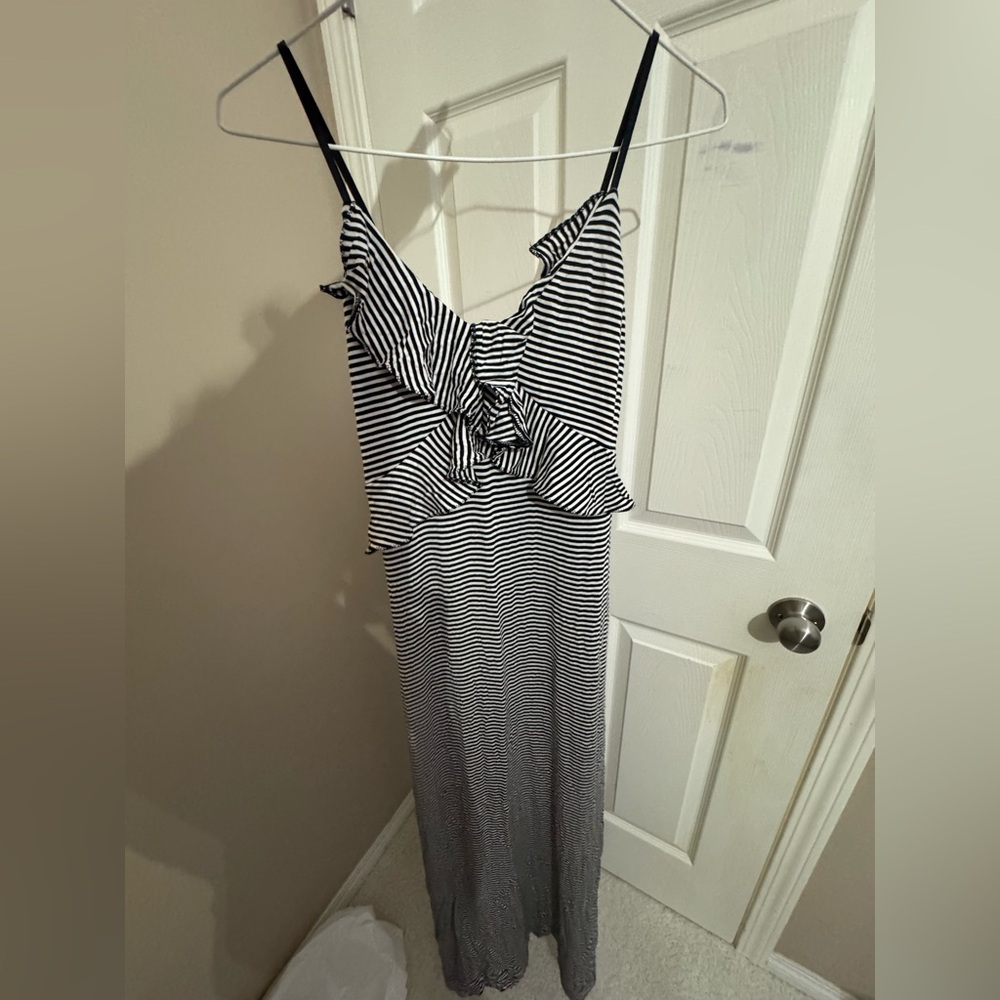 Black and White Striped Maxi Dress